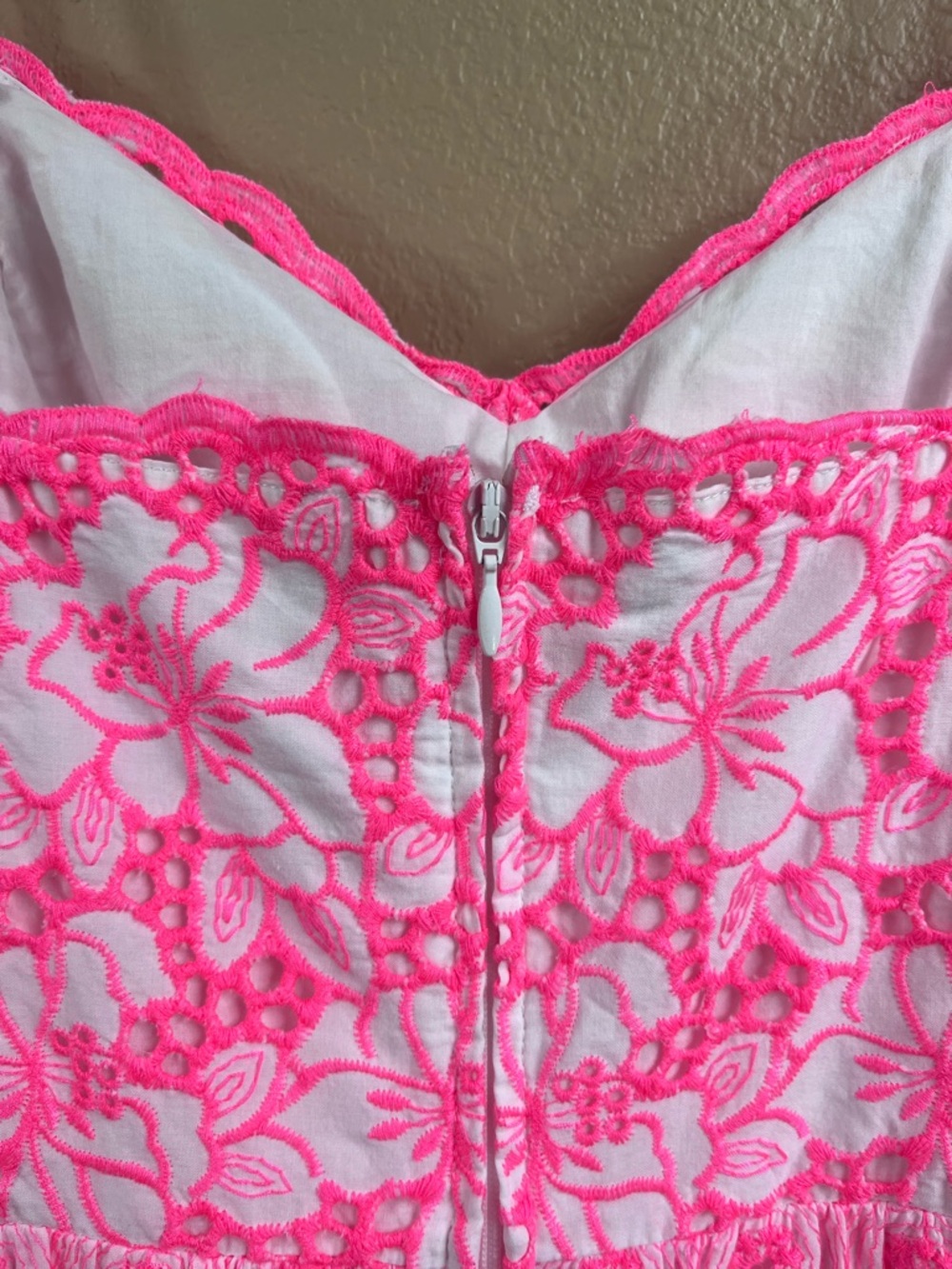Lilly Pulitzer Kyla neon pink and white eyelet tiered maxi dress - Picture 9 of 11